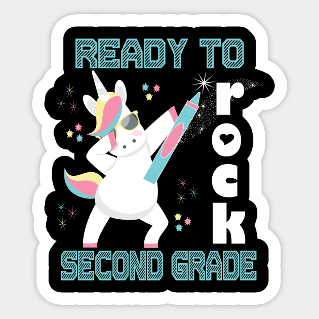 Dabbing Ready To Rock Second Grade Unicorn 1st Day Of School Sticker by Kimmicsts